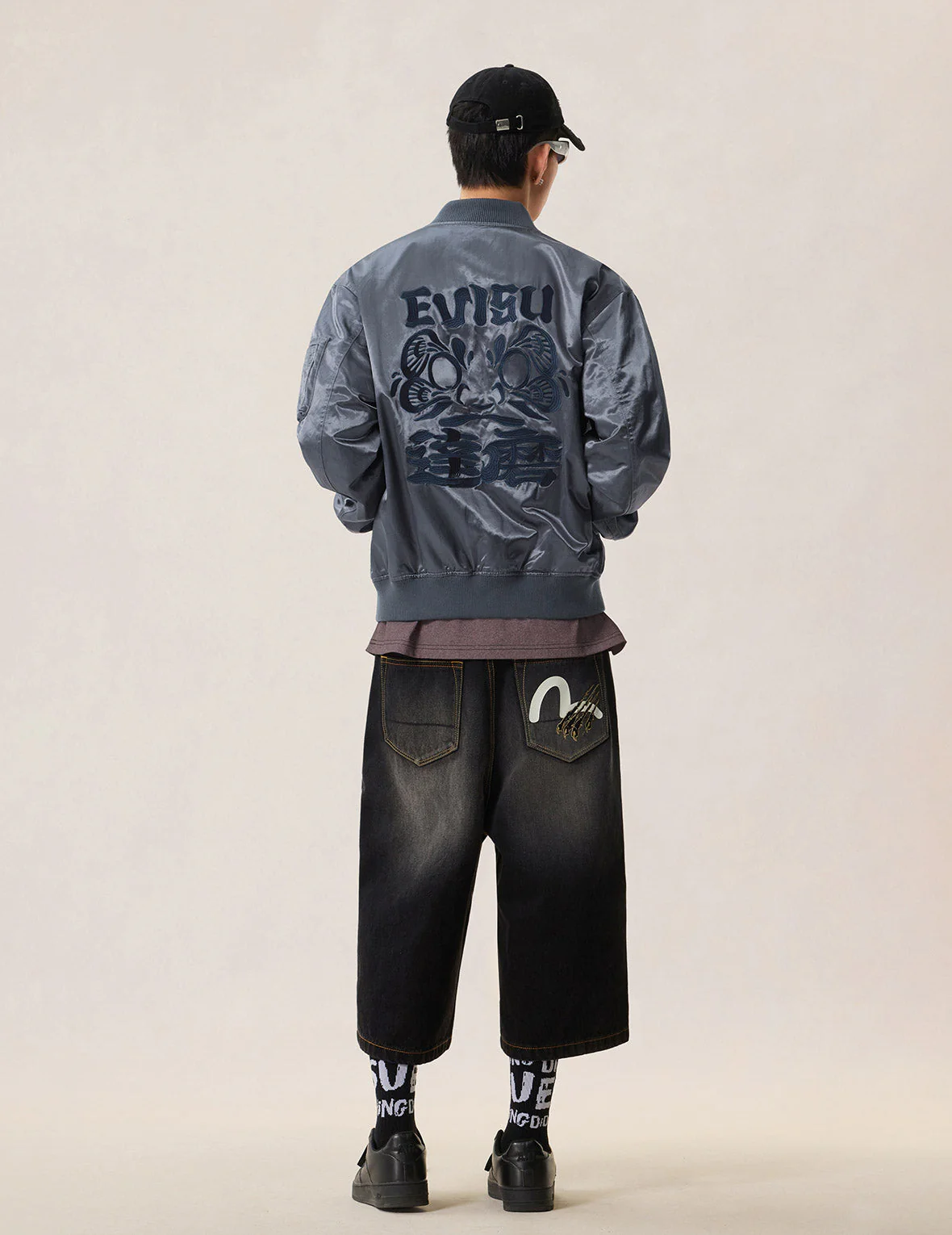 Garment Dyed Daruma Embroidery Bomber Jacket - Image 8
