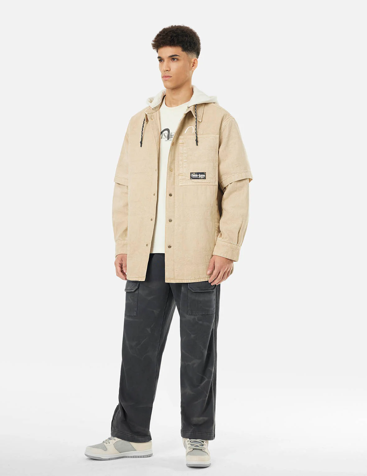 Garment Dyed Logo Print Side Zip Relax Fit Sweatpants - Image 5