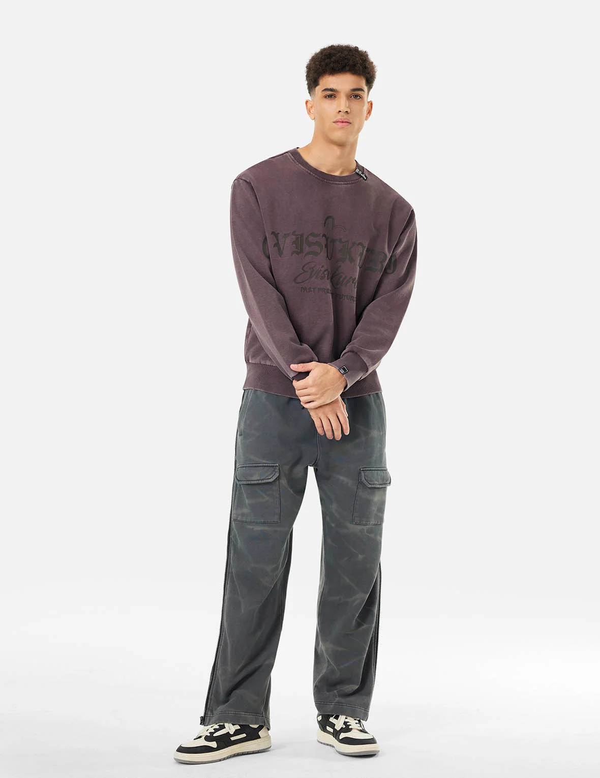 Garment Dyed Multi-Logo Print Relax Fit Sweatshirt - Image 3