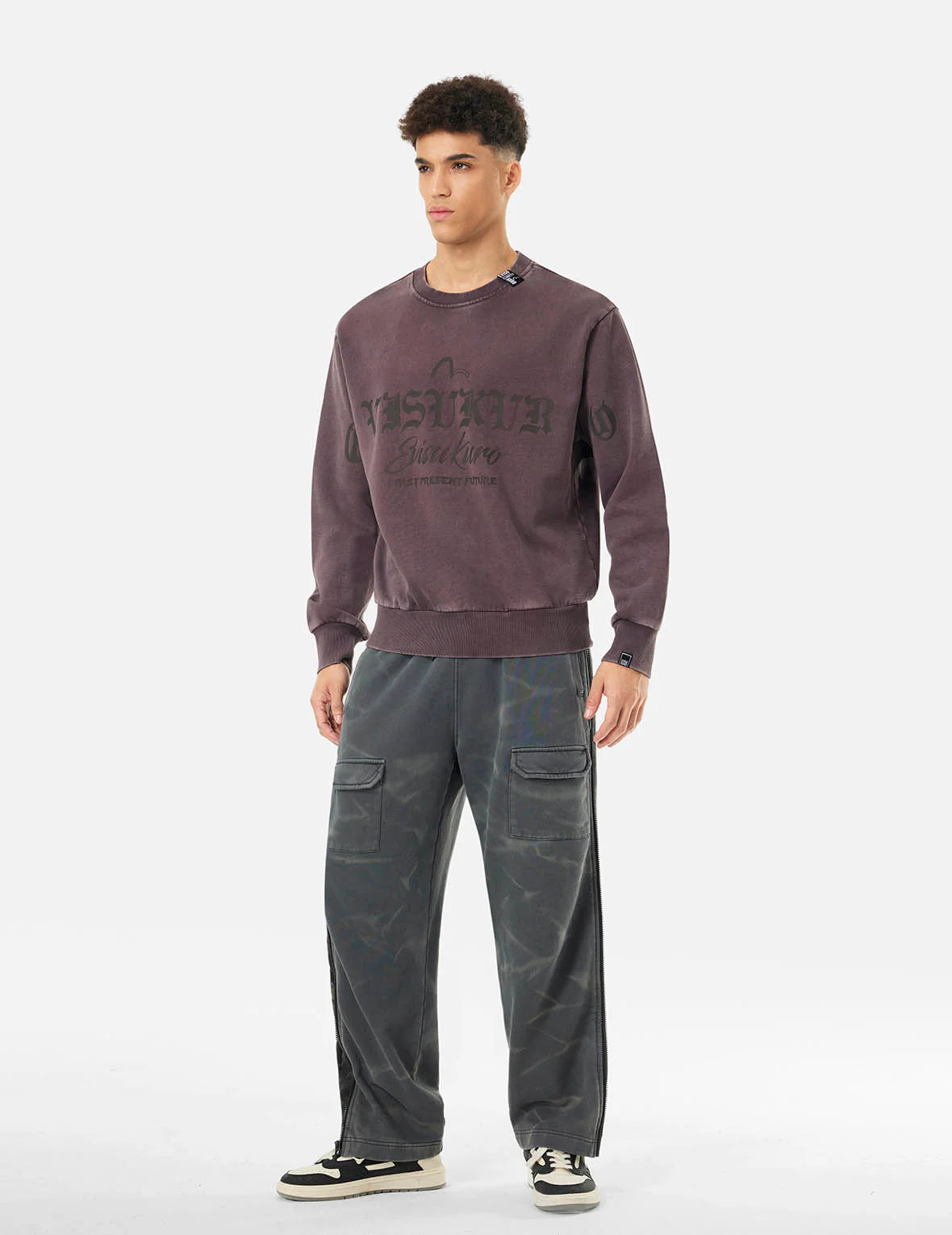 Garment Dyed Multi-Logo Print Relax Fit Sweatshirt - Image 5