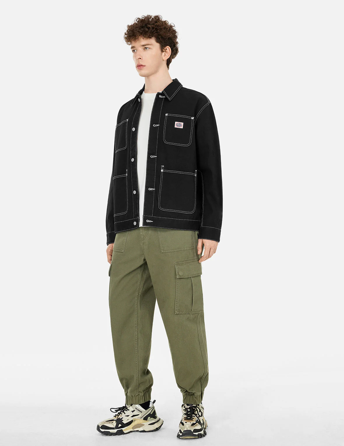 Godhead and Map Appliqué Embroidery Fashion Fit Worker Denim Jacket - Image 3