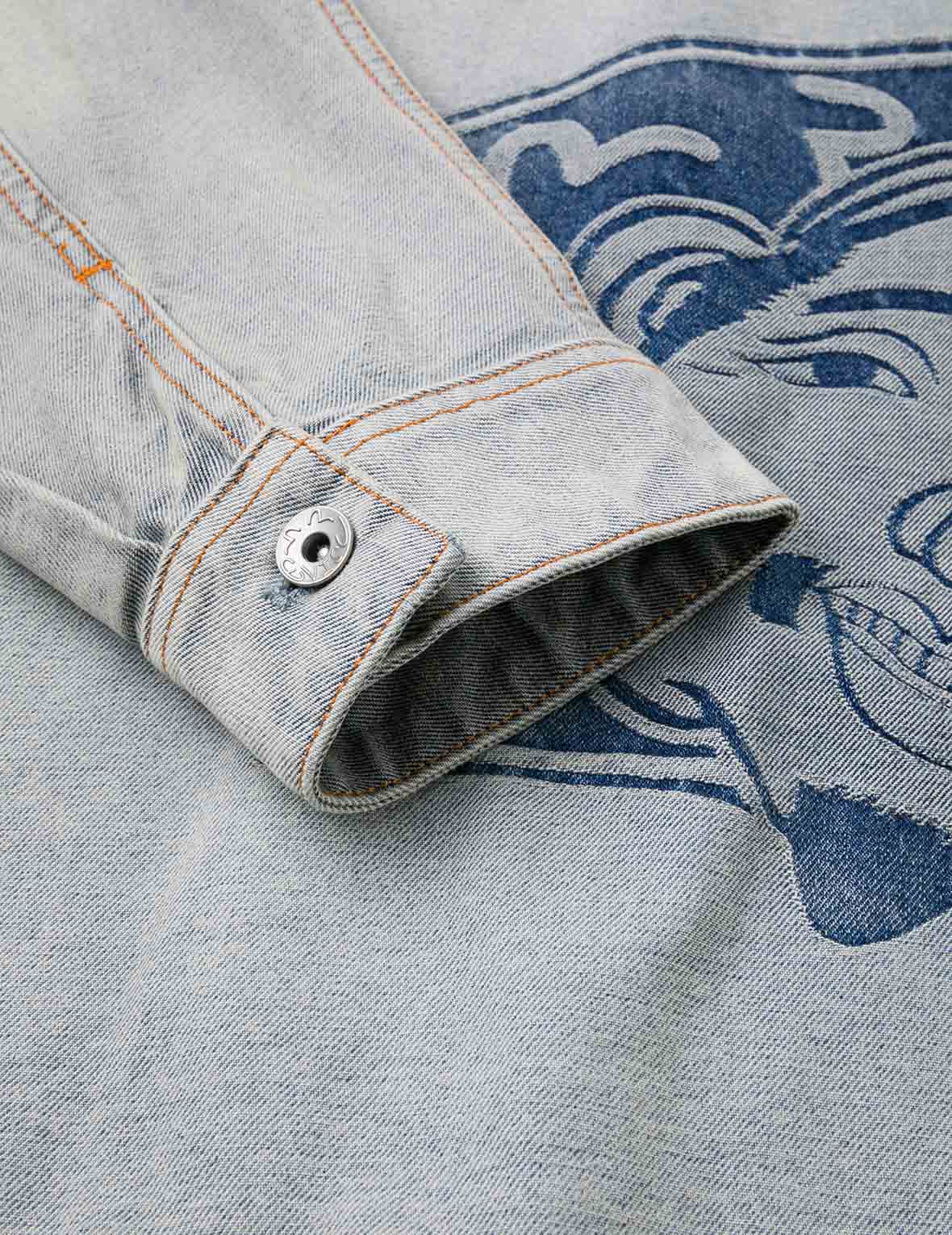 Godhead Jacquard Relax Fit Denim Jacket - Image 14