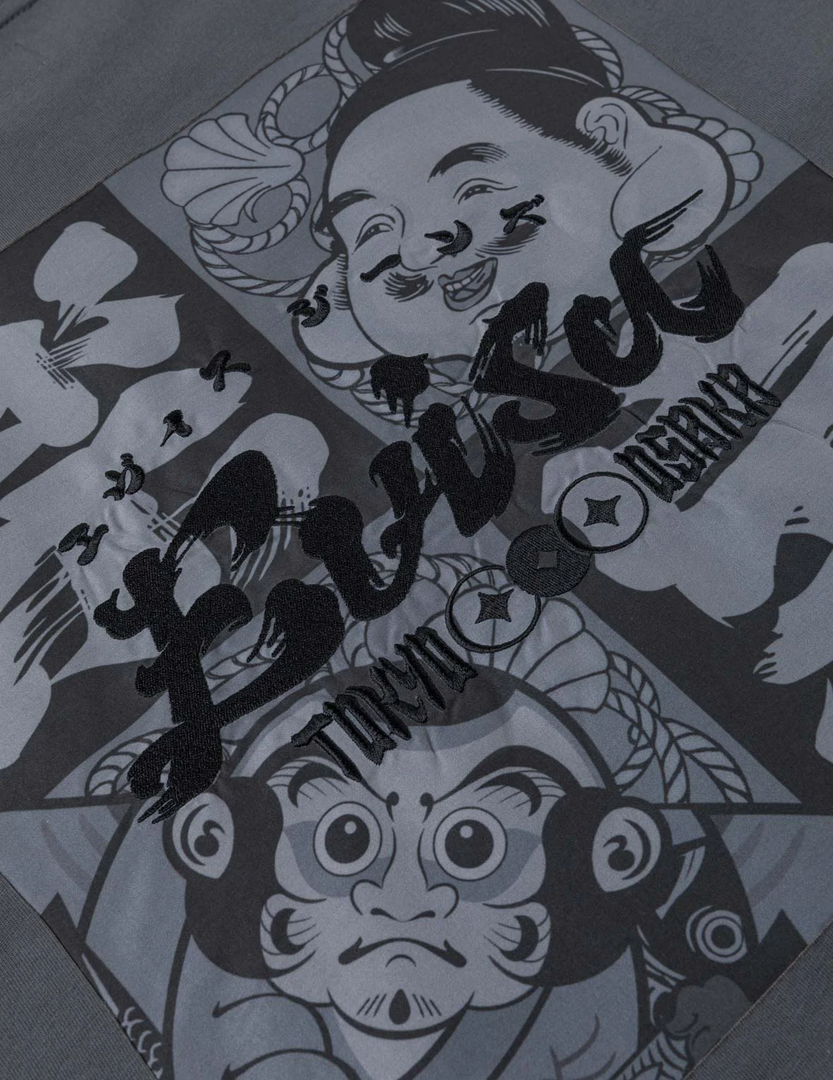 Godhead and Kite Daruma Kerchief Print T-shirt - Image 13