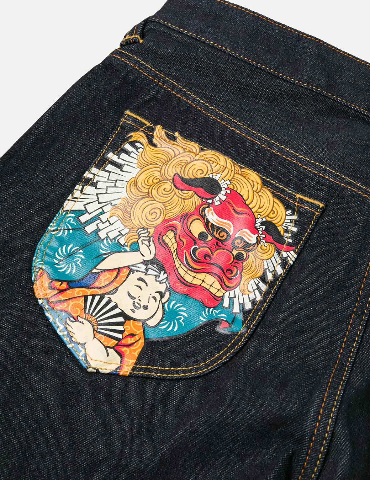 Godhead Lion Dance and Logo Print Taper Fit Jeans #2017 - Image 7
