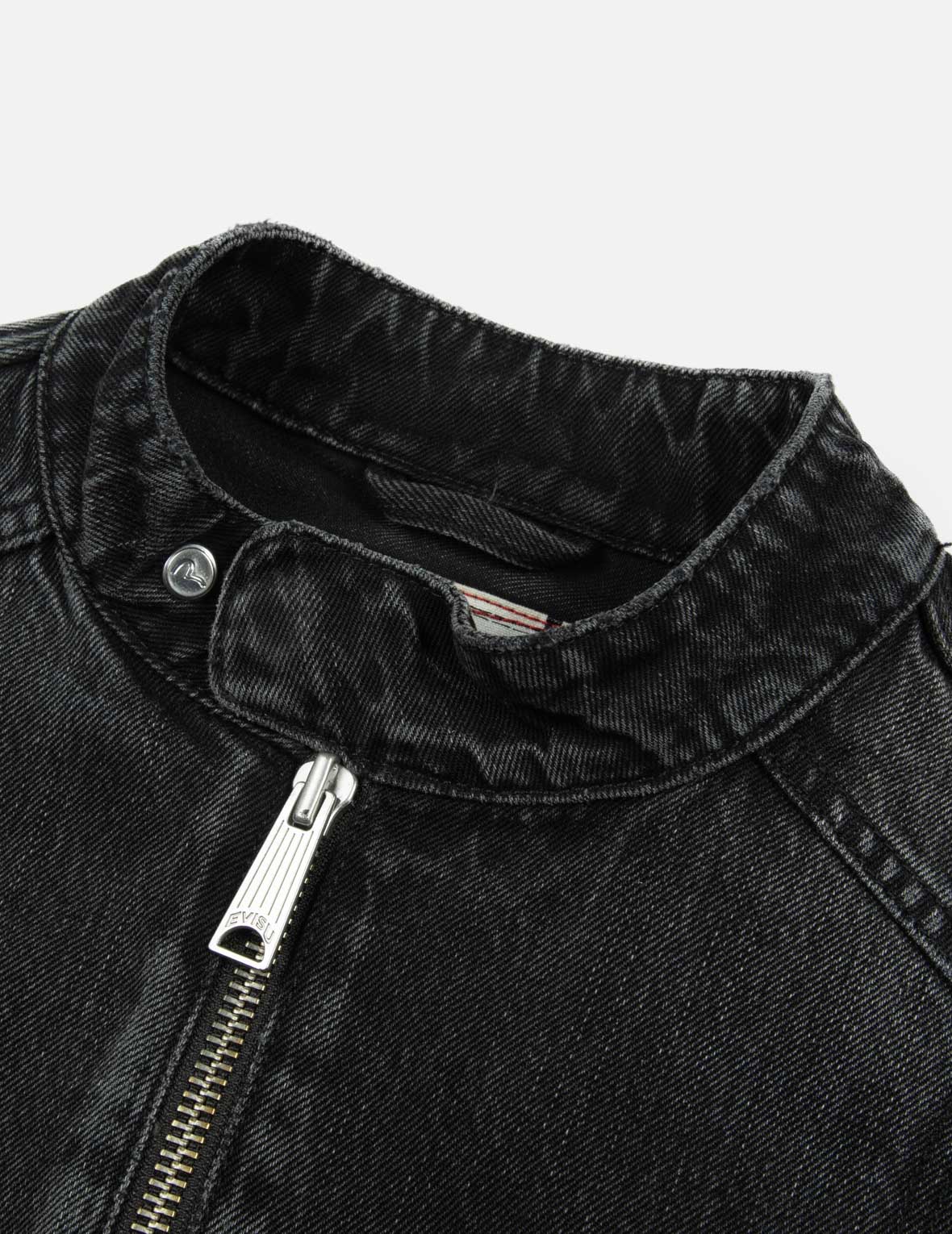 Godhead Print Relax Fit Biker Denim Jacket - Image 9