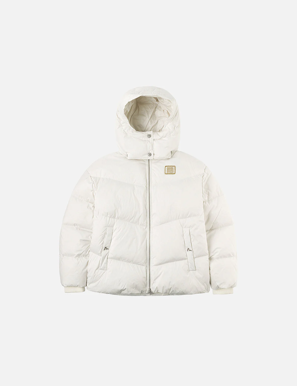 Gold-Thread Cat Appliqué Fashion Fit Down Jacket with Detachable Hood - Image 4