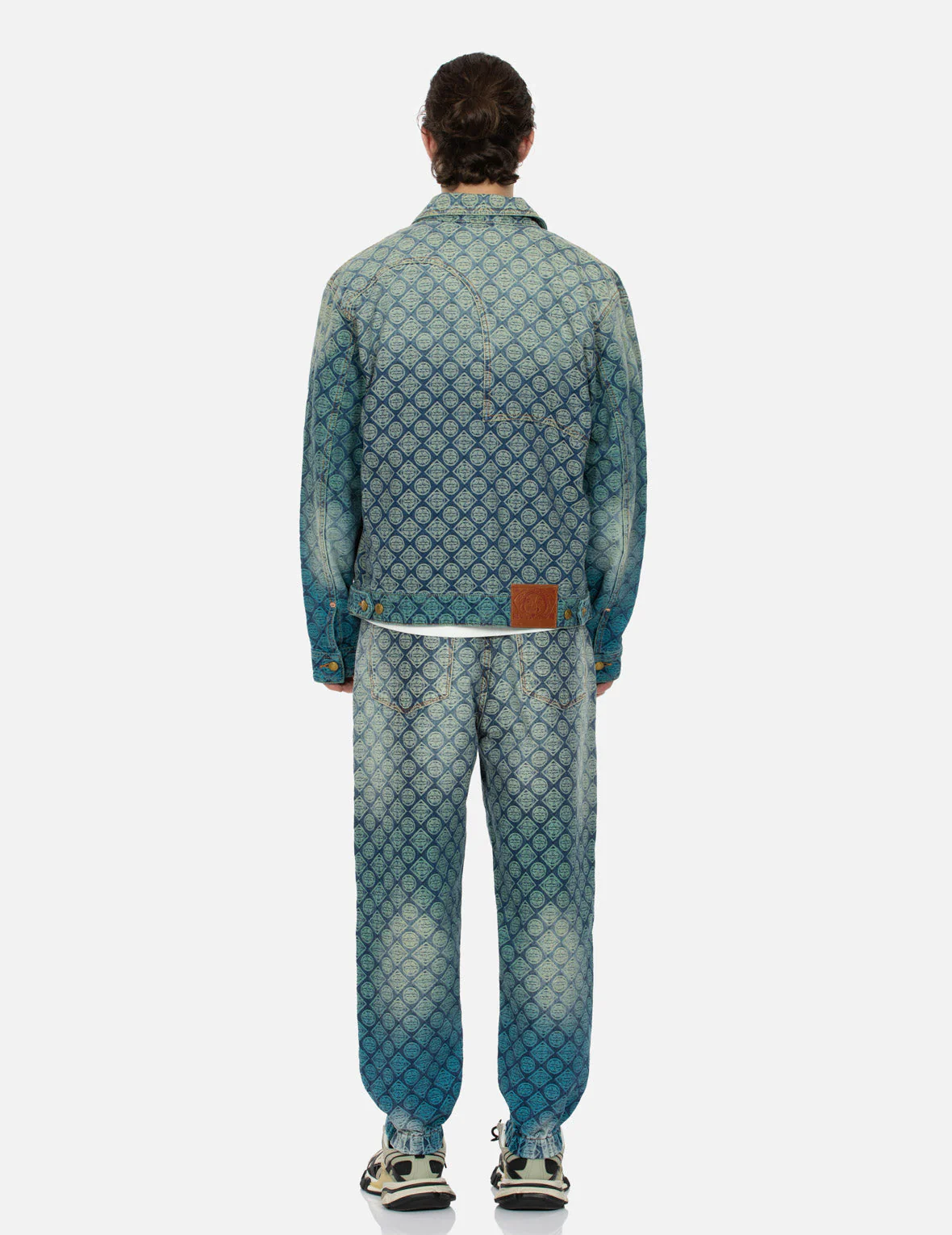 Gradient Allover Kamon Jacquard and Seagull Embrodiery Relax Fit Denim Jacket - Image 6
