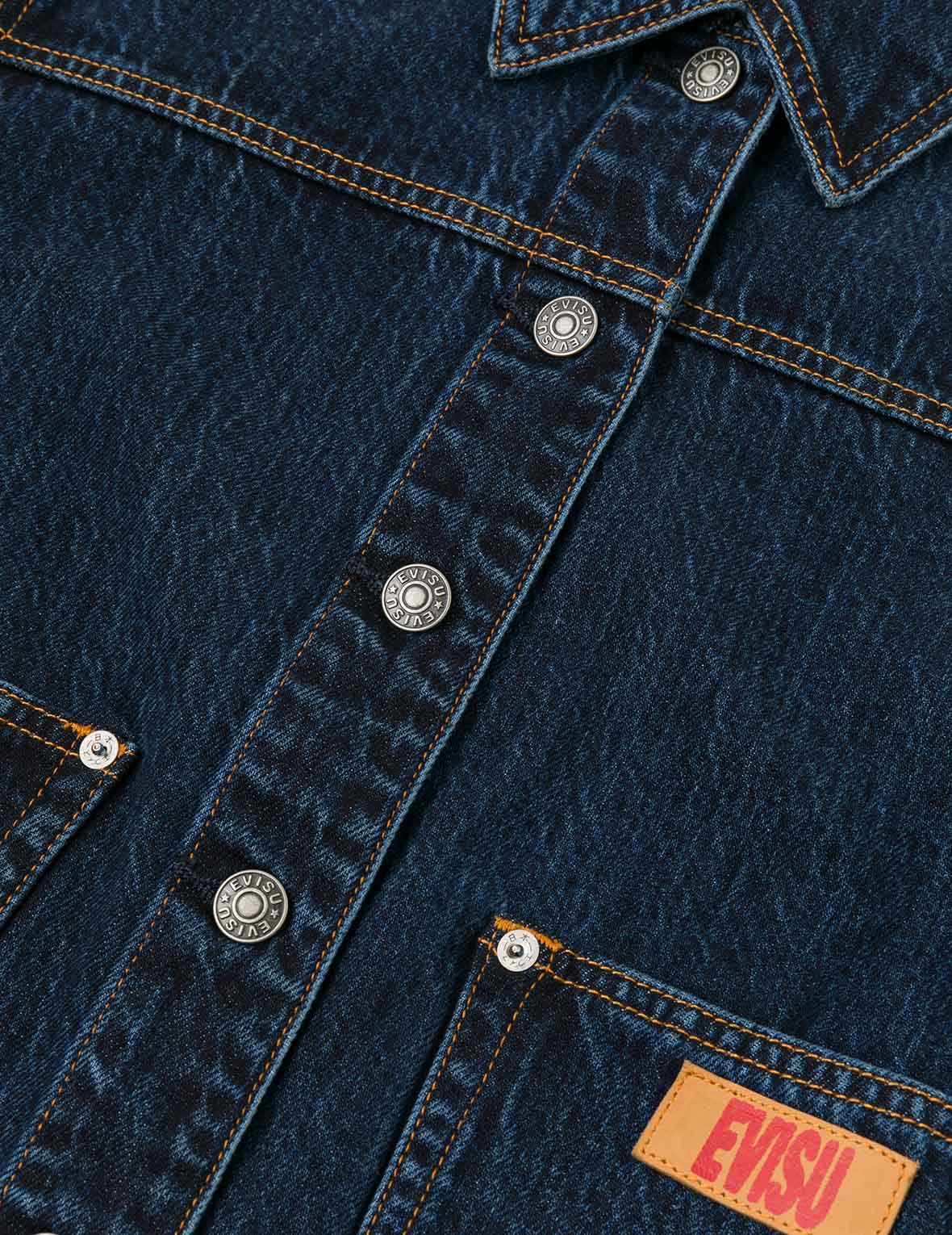 Gradient Print Loose Fit Washed Denim Jacket - Image 10