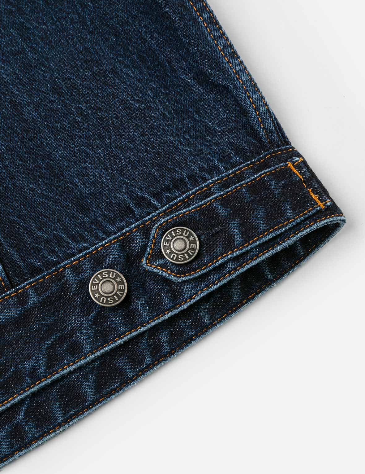 Gradient Print Loose Fit Washed Denim Jacket - Image 11