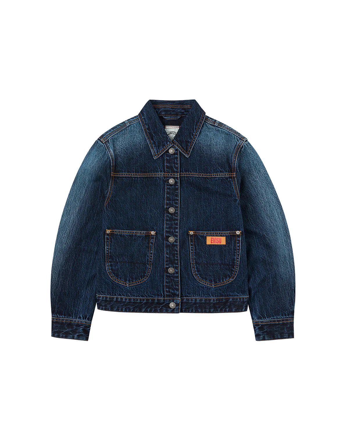 Gradient Print Loose Fit Washed Denim Jacket - Image 13