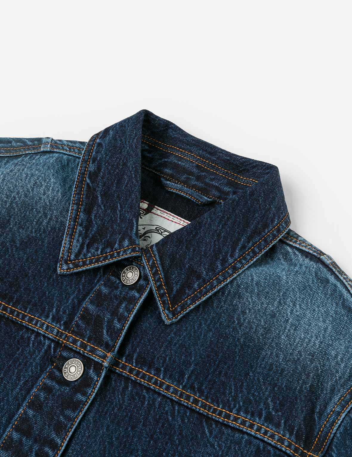 Gradient Print Loose Fit Washed Denim Jacket - Image 9