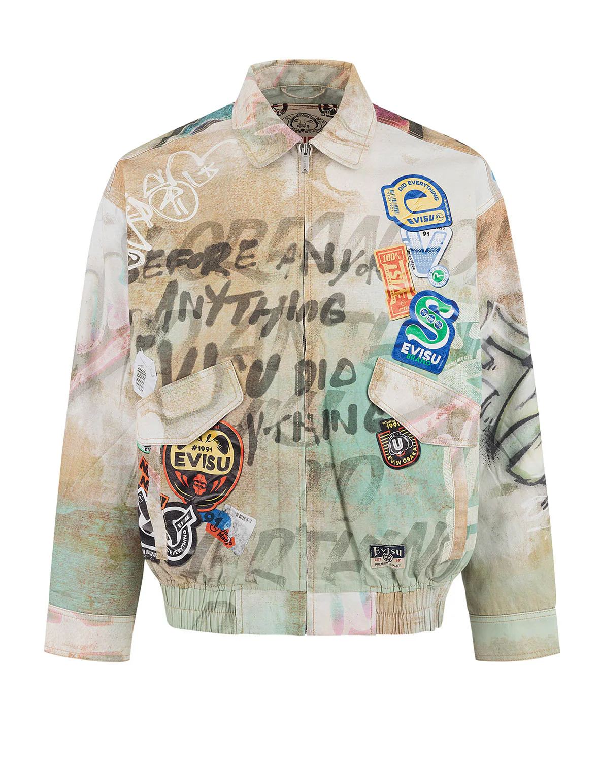 Graffiti Allover Print Boxy Zip Up Jacket - Image 12
