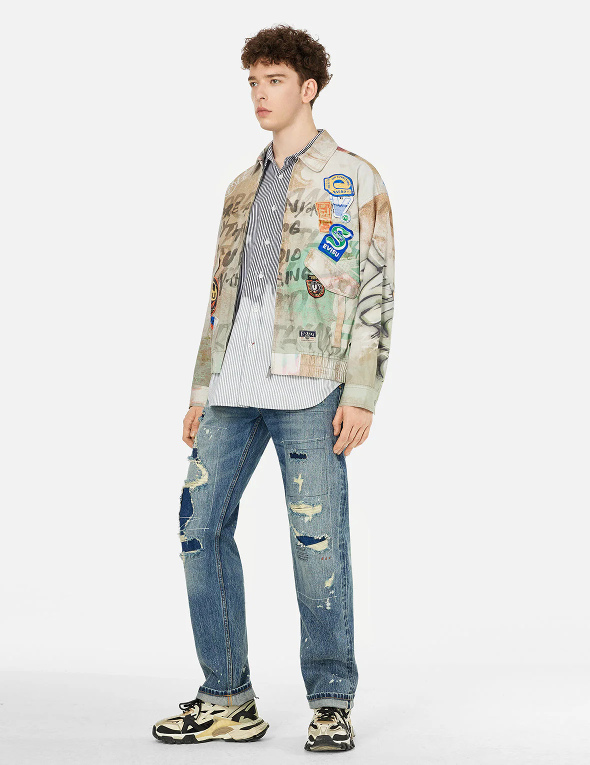 Graffiti Allover Print Boxy Zip Up Jacket - Image 3