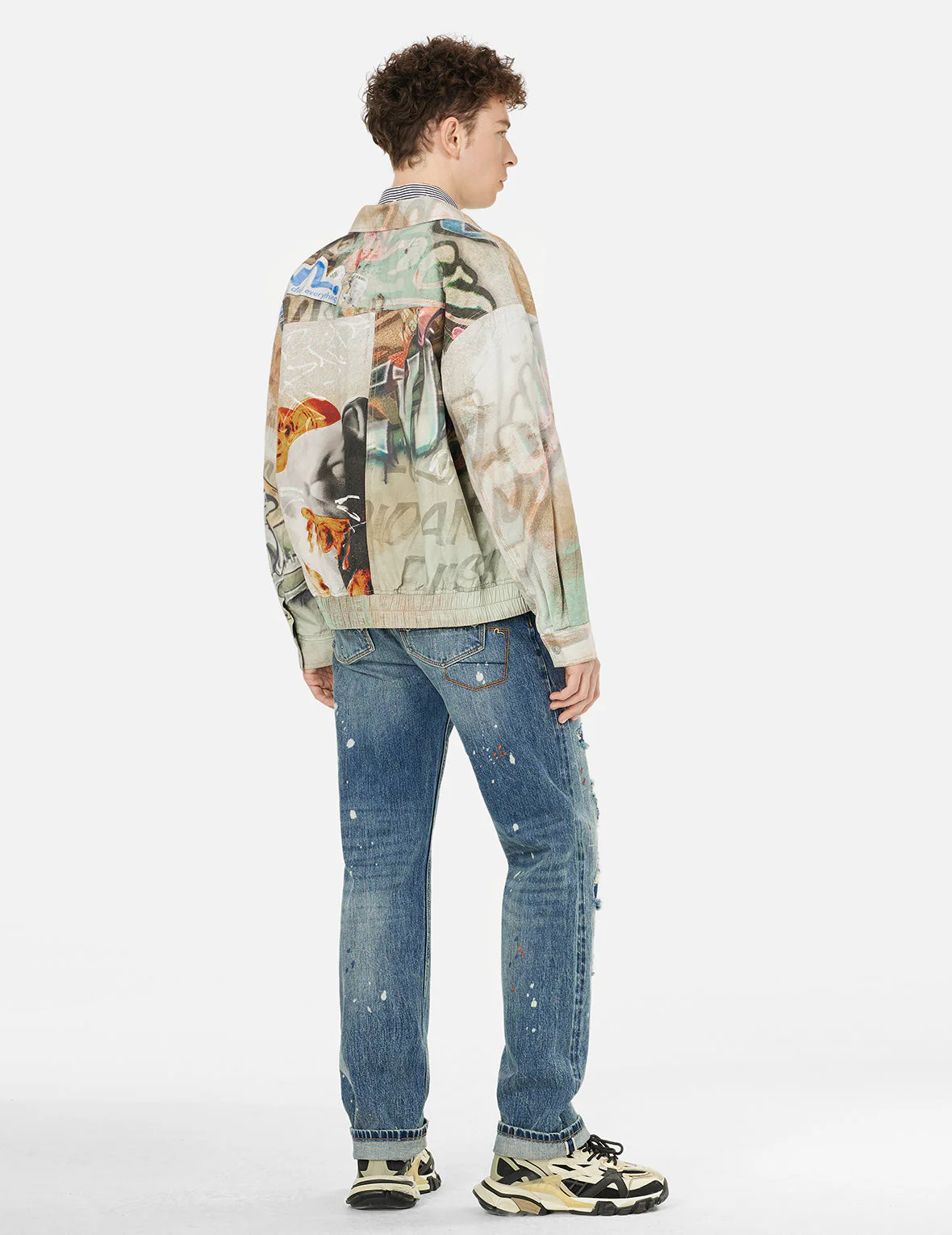 Graffiti Allover Print Boxy Zip Up Jacket - Image 4