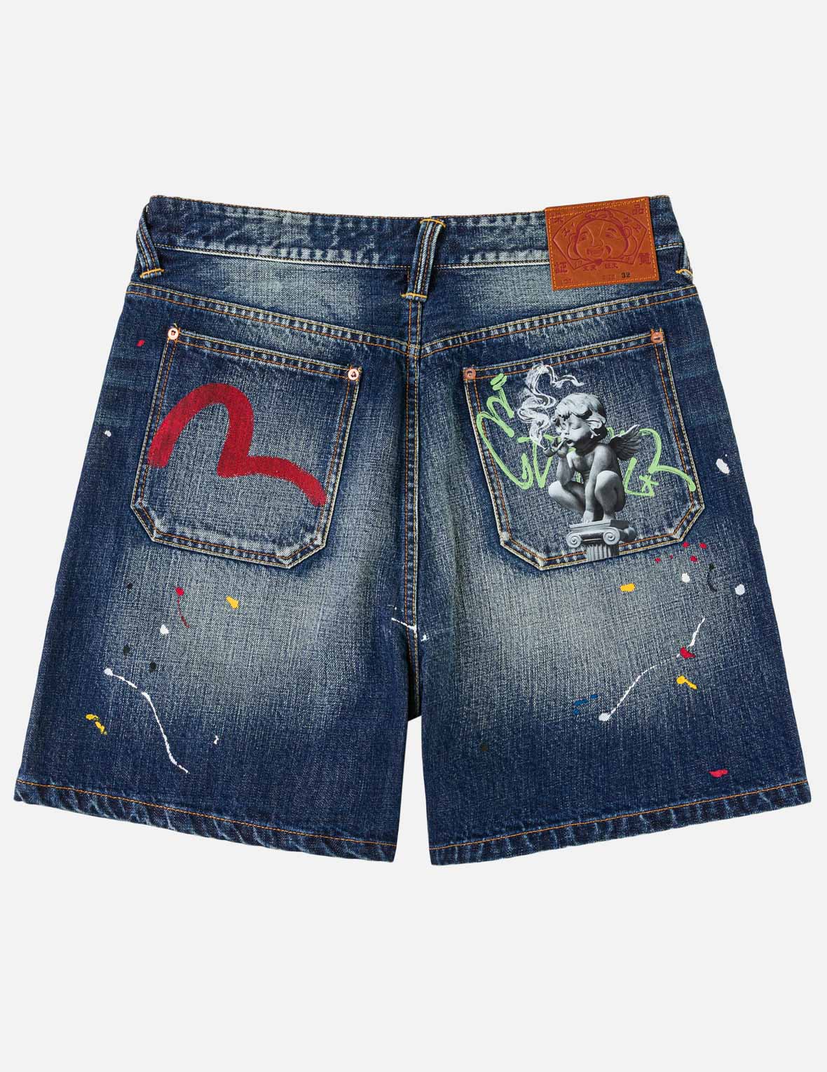 Graffiti Angel Pocket Denim Shorts - Image 3
