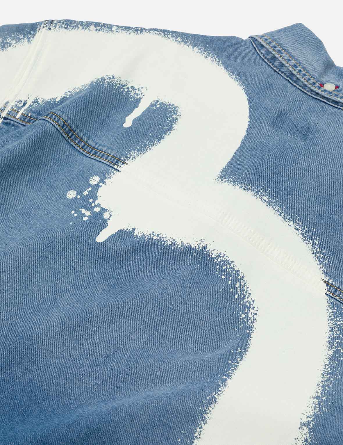 Graffiti Daicock Print Relax Fit Denim Short-Sleeves Shirt - Image 5