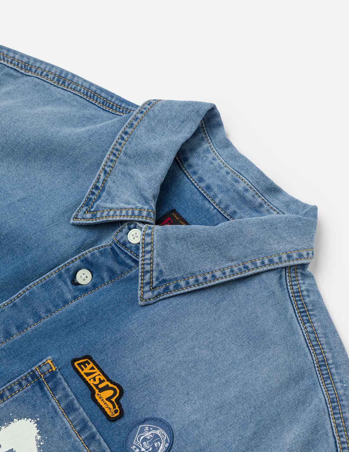 Graffiti Daicock Print Relax Fit Denim Short-Sleeves Shirt - Image 7