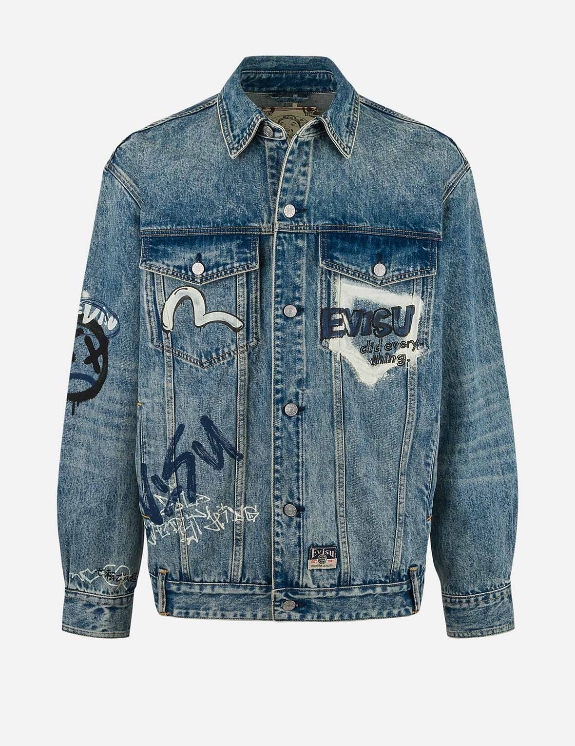Graffiti Prints Regular Fit Denim Jacket - Image 2