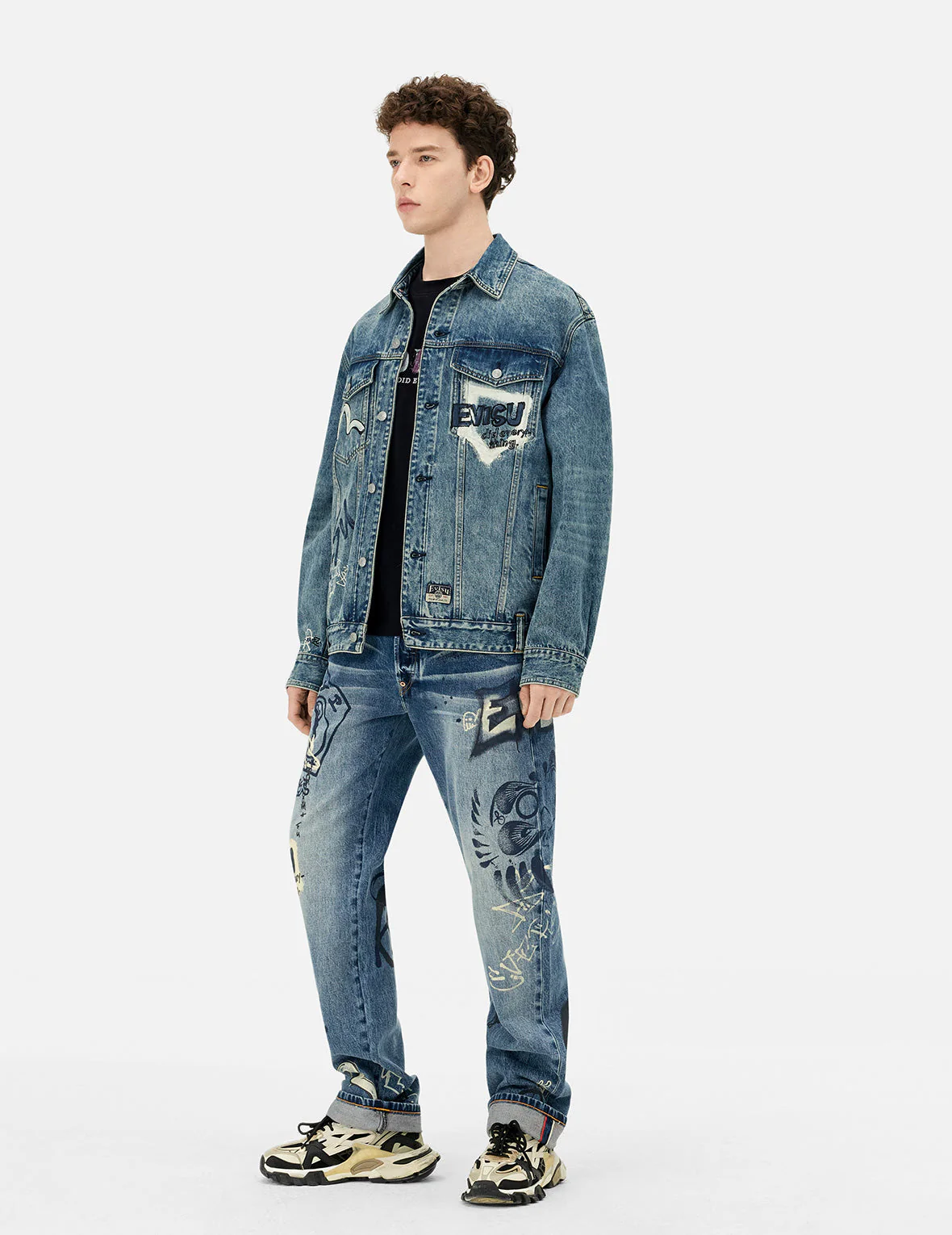 Graffiti Prints Regular Fit Denim Jacket - Image 3