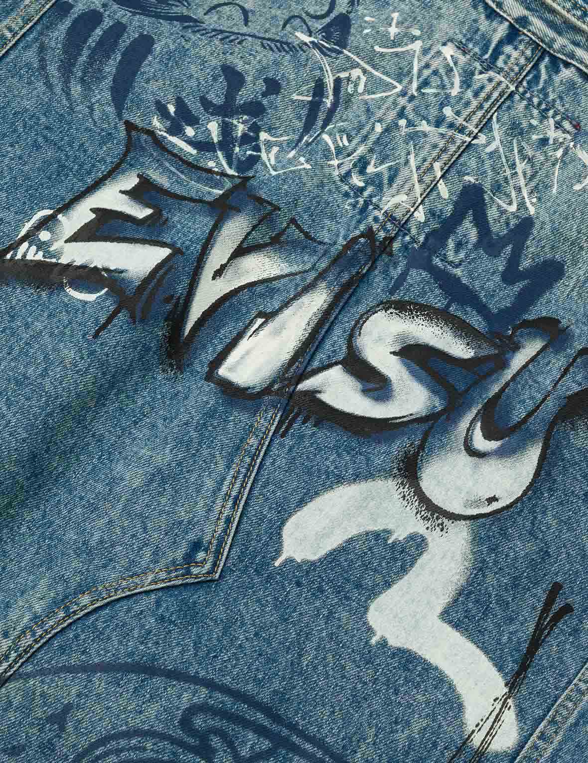 Graffiti Prints Regular Fit Denim Jacket - Image 5