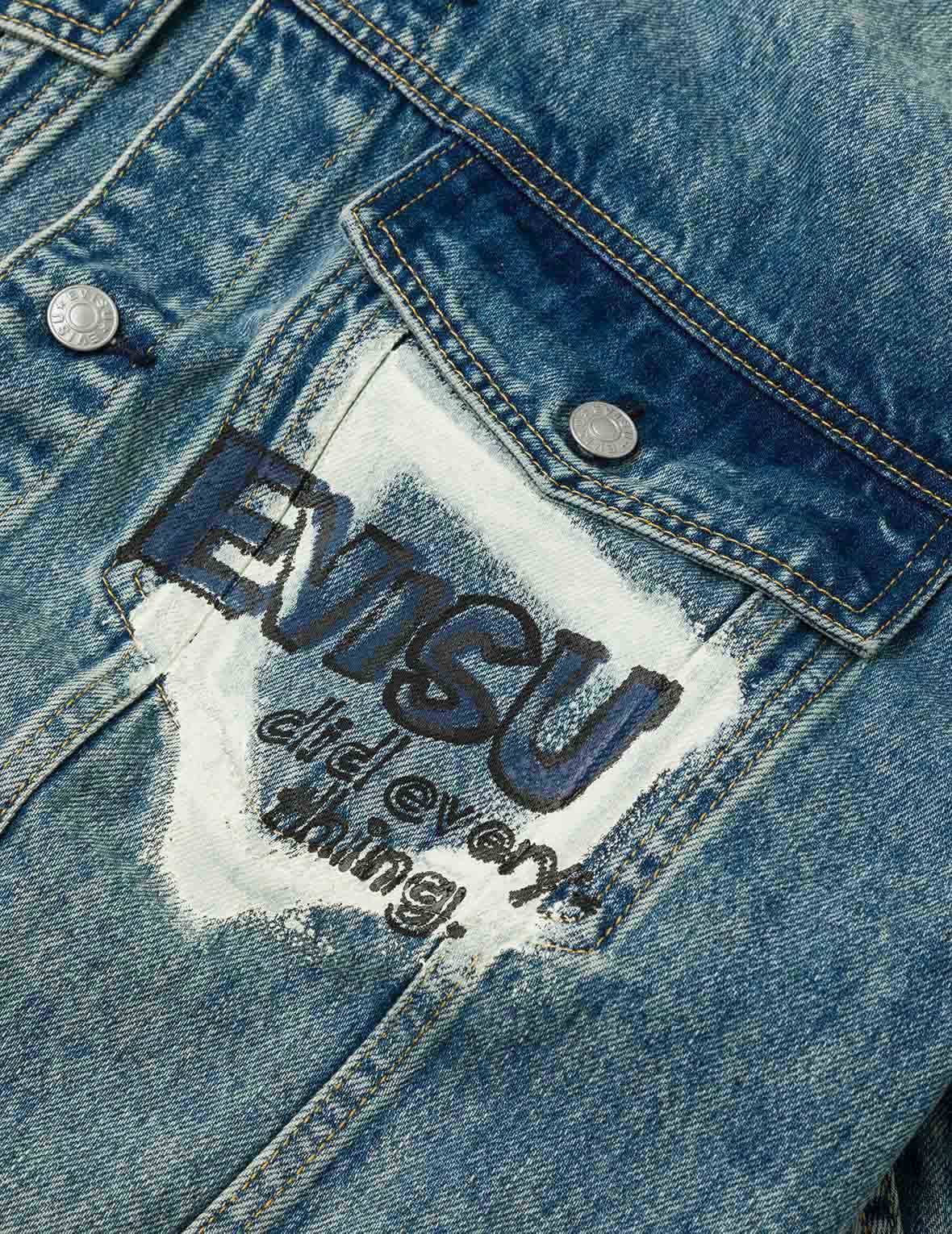 Graffiti Prints Regular Fit Denim Jacket - Image 8