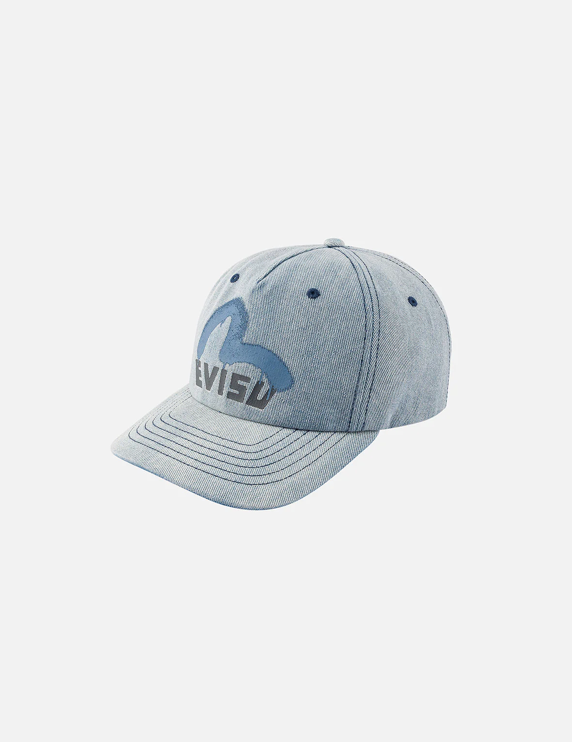 Graffiti Seagull and Logo Print Denim Cap - Image 3