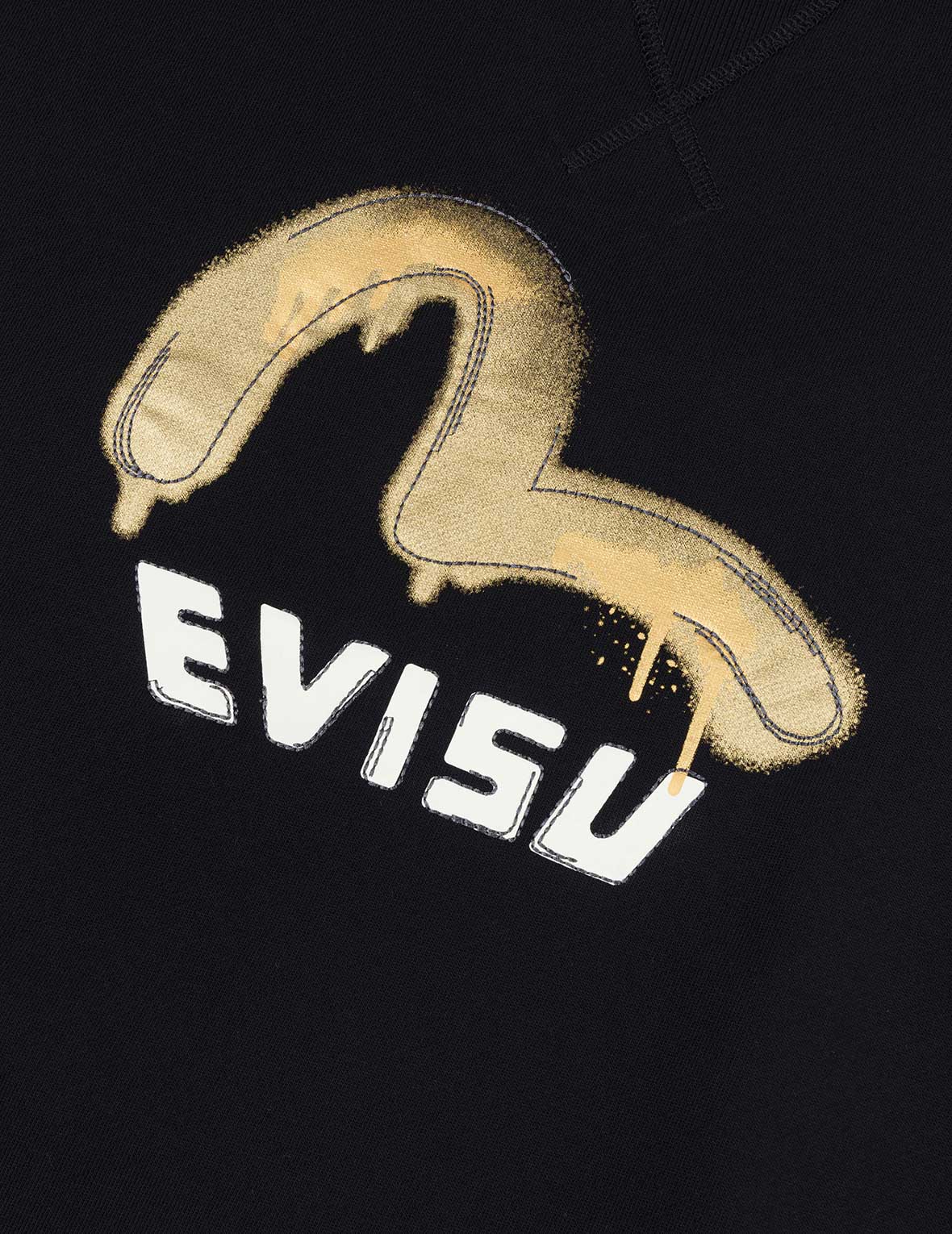 Graffiti Seagull Print and Sashiko Relax Fit Sweatshirt - Image 13