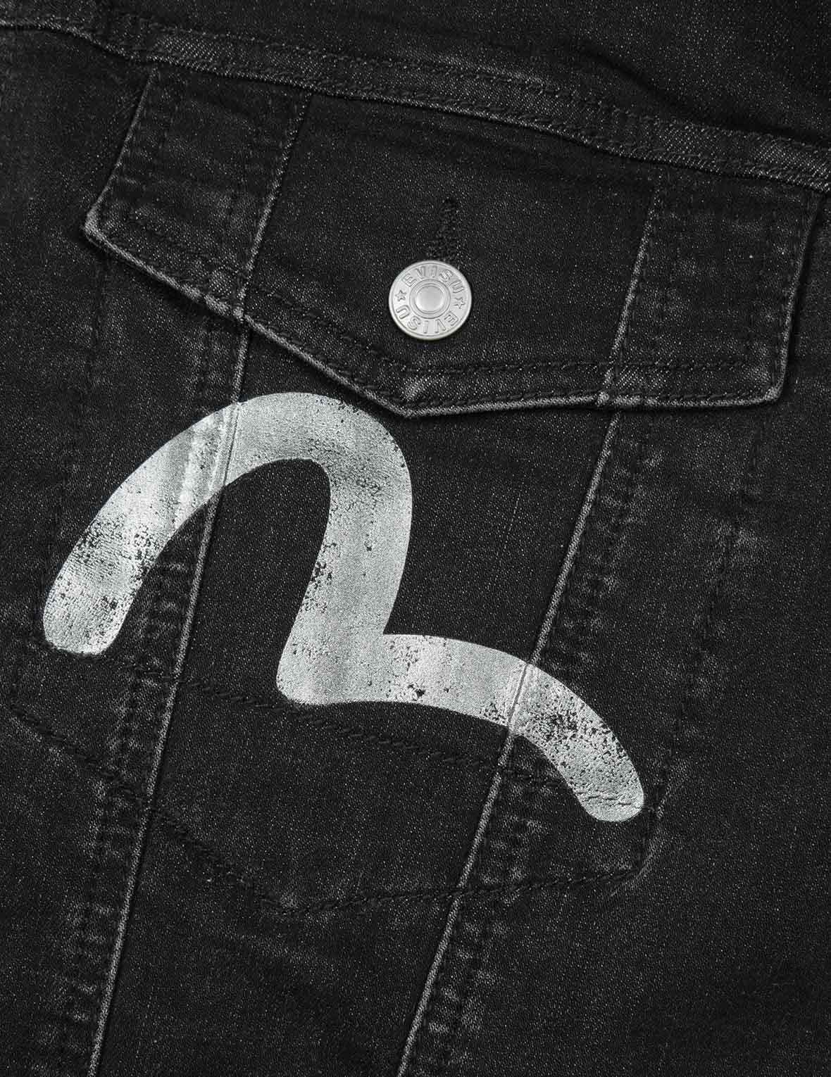 Graffiti-Style Daicock Print Loose Fit Denim Jacket - Image 7