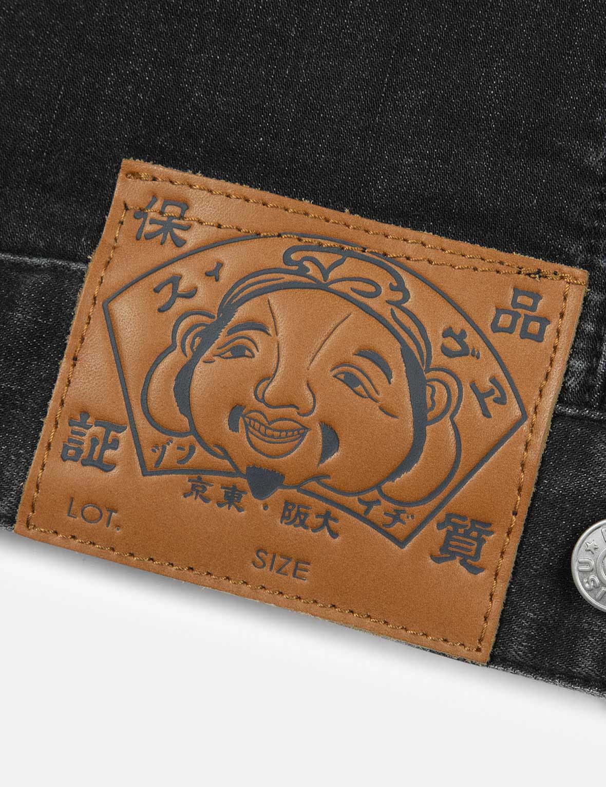 Graffiti-Style Daicock Print Loose Fit Denim Jacket - Image 9