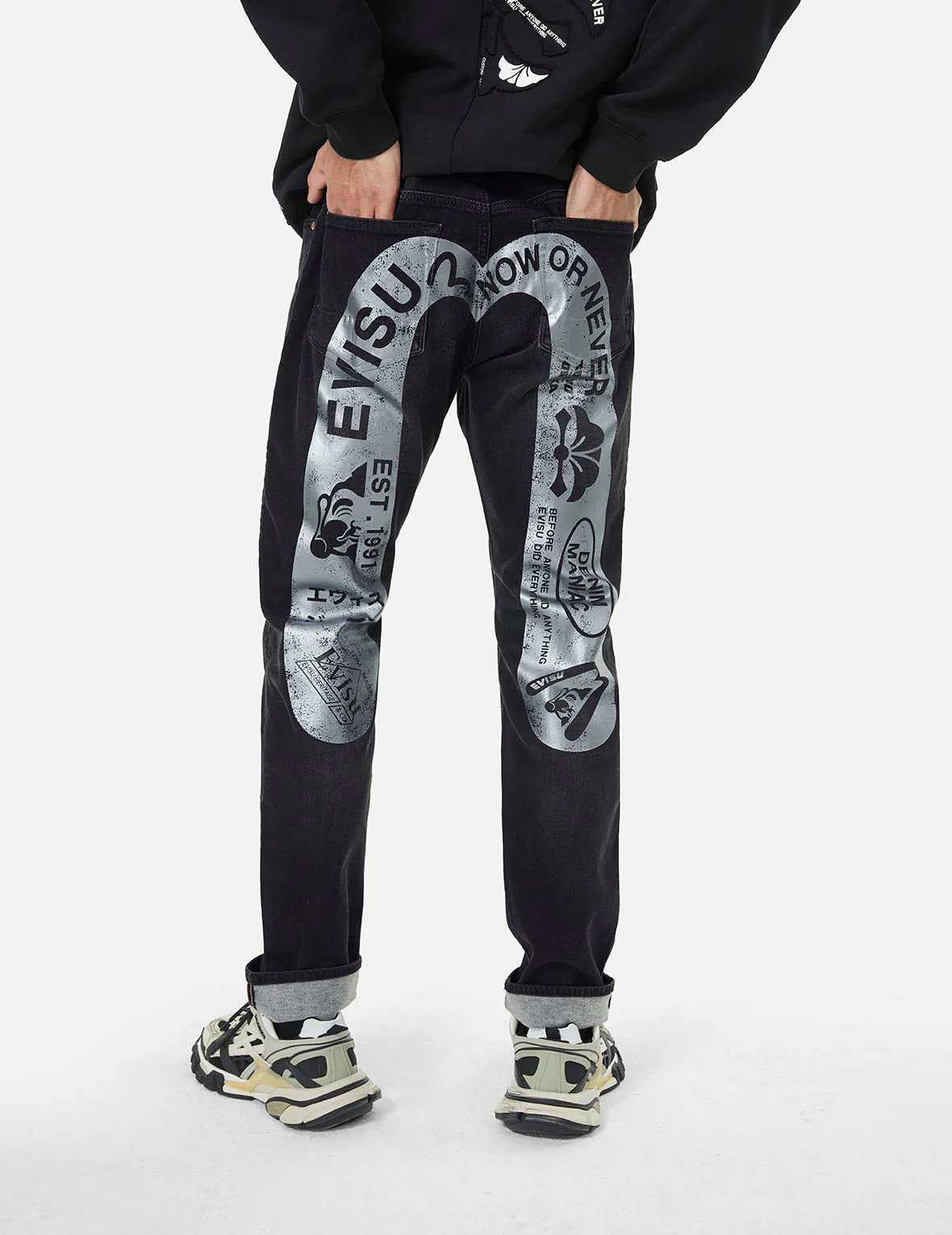 Graffiti-Style Daicock Print Slim Fit Jeans #2010 - Image 5