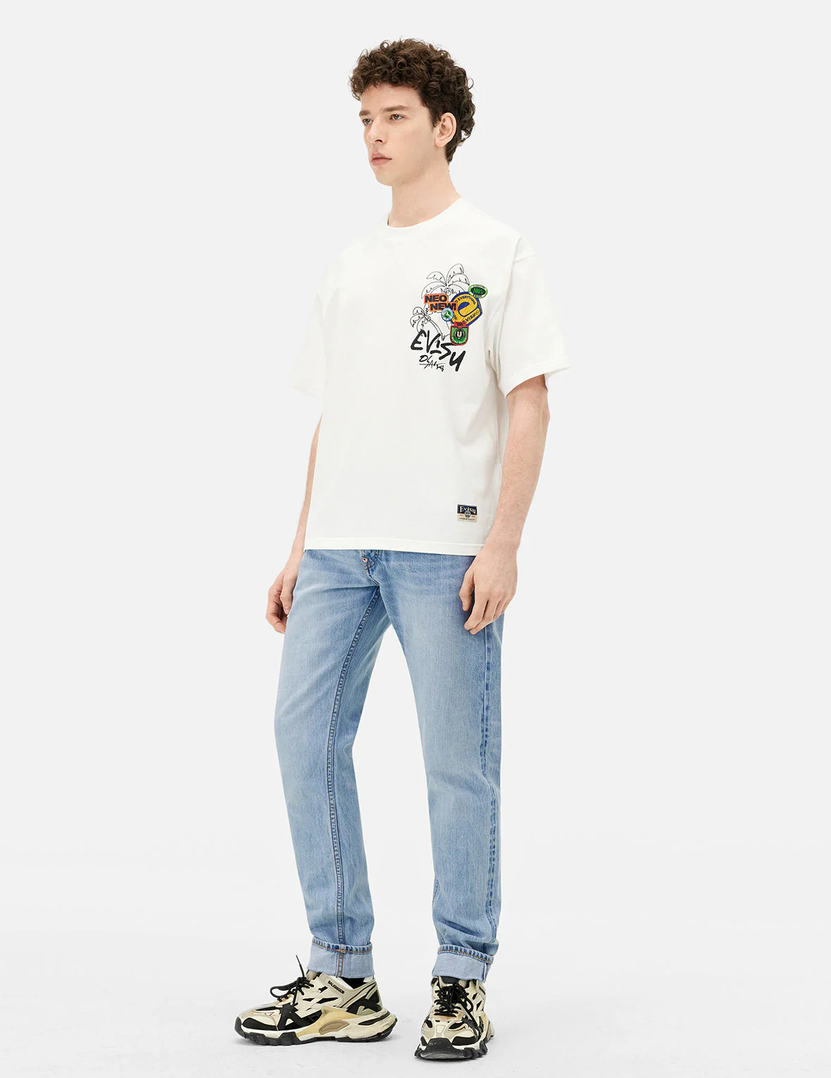 Graffiti-Style Daicock Print Taper Fit Jeans #2017 - Image 3