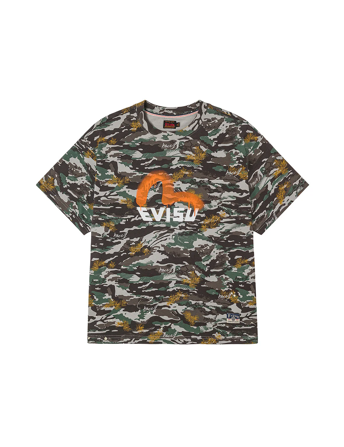Graffiti-Style Seagull and Logo Print Relax Fit T-Shirt - Image 2