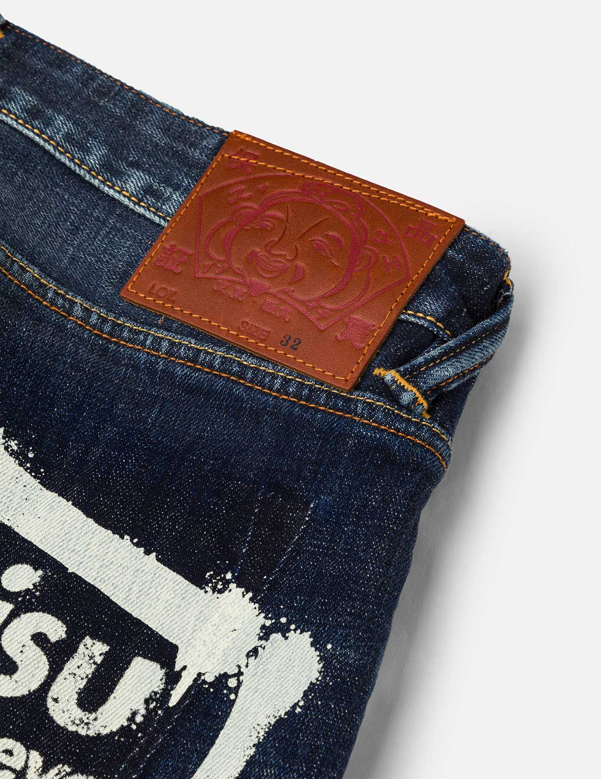 Graffiti-Style Seagull and Logo Print Straight Fit Denim Joggers - Image 10