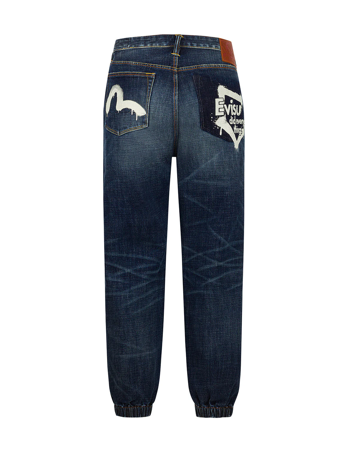 Graffiti-Style Seagull and Logo Print Straight Fit Denim Joggers - Image 12