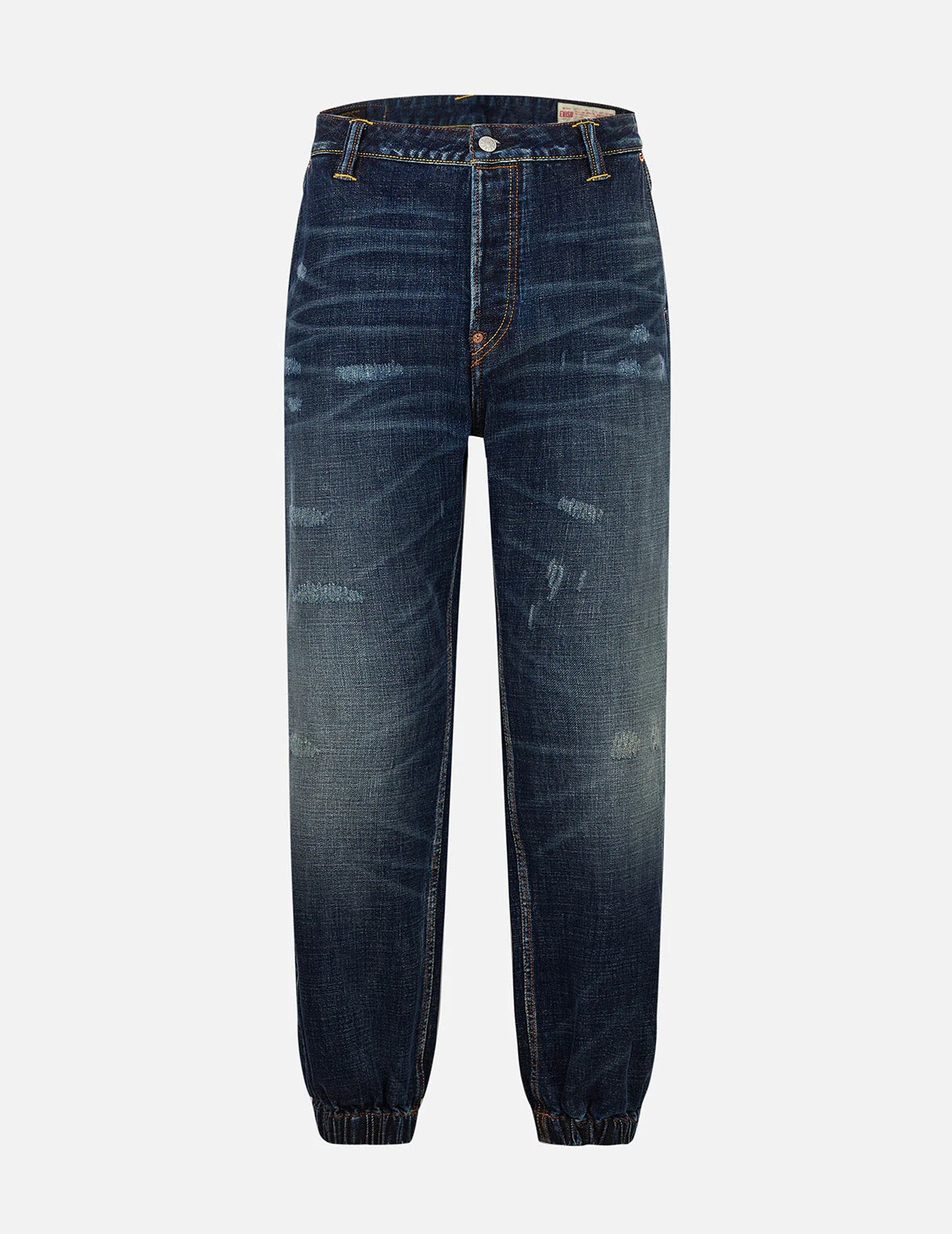 Graffiti-Style Seagull and Logo Print Straight Fit Denim Joggers - Image 2