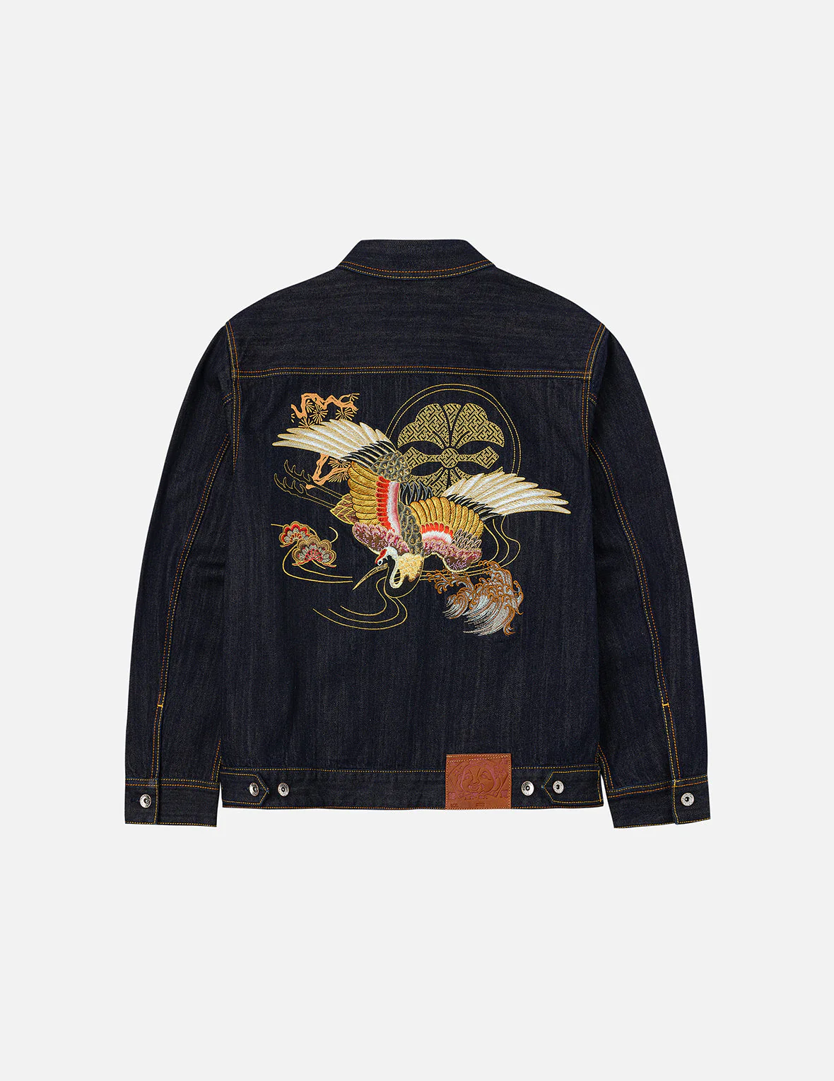 Grateful Crane Embroidery Relax Fit Denim Jacket - Image 3