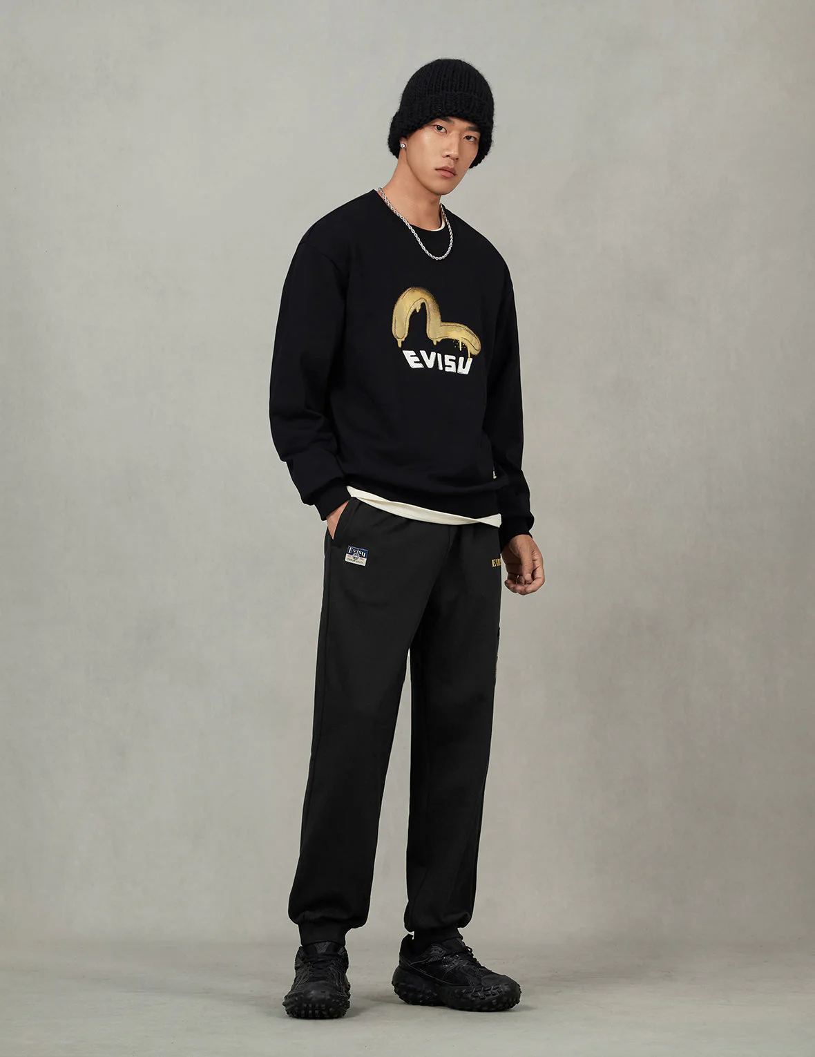Grateful Crane Print and Multi-pocket Straight Fit Sweatpants - Image 5