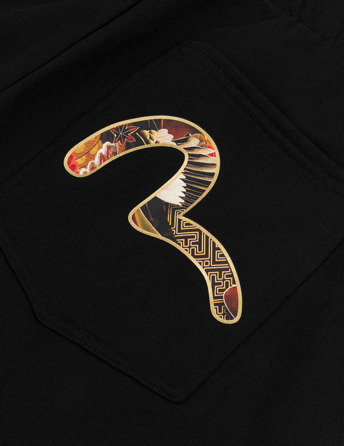 Grateful Crane Print and Multi-pocket Straight Fit Sweatpants - Image 7