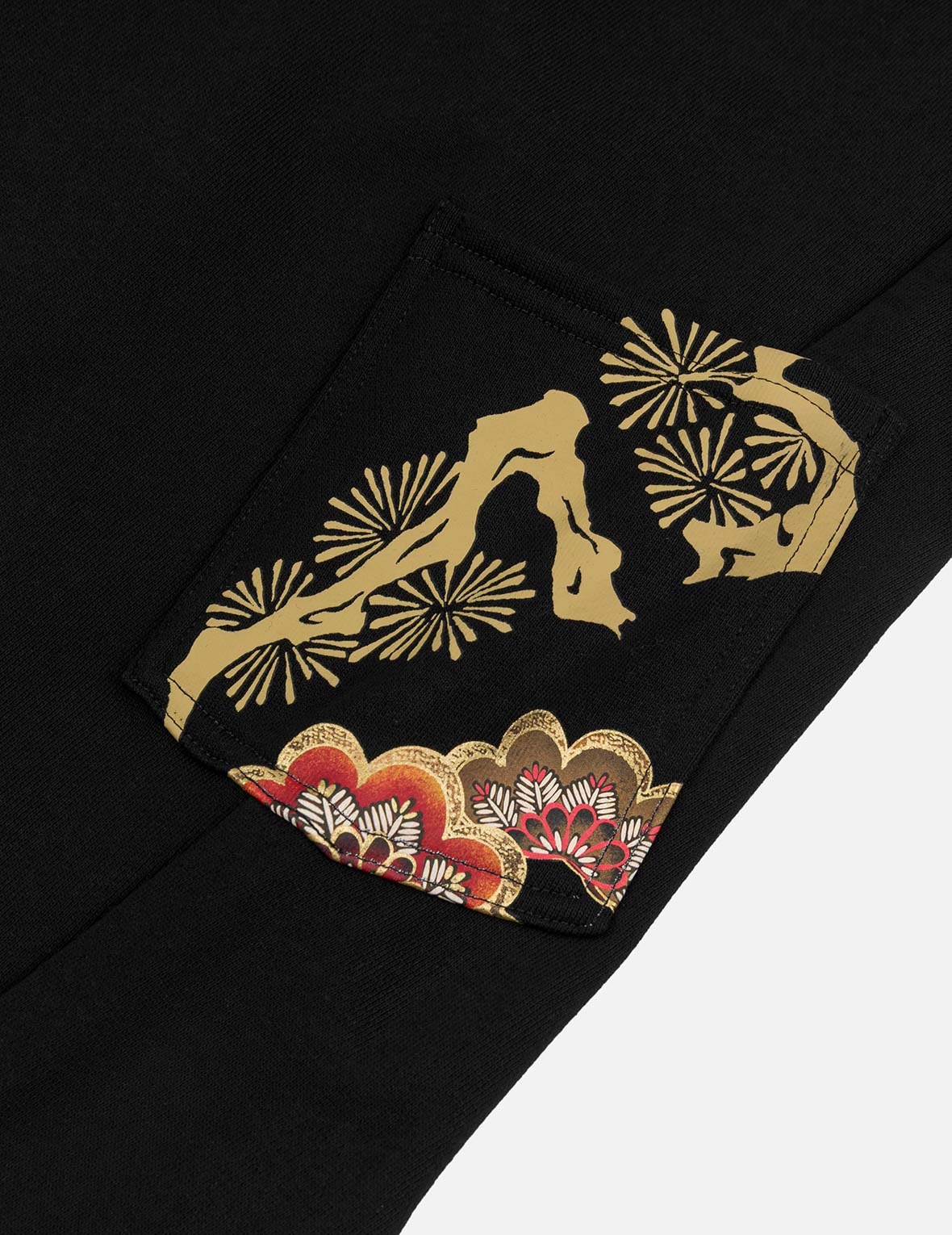 Grateful Crane Print and Multi-pocket Straight Fit Sweatpants - Image 8