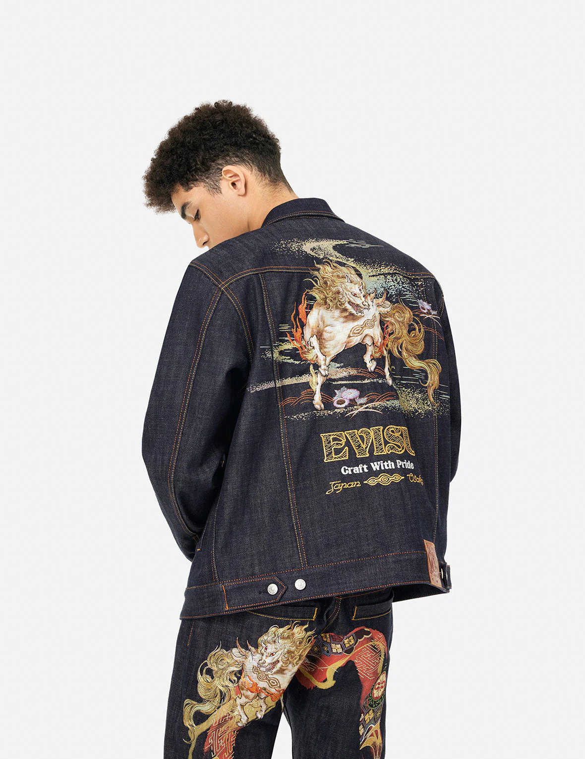Hakutaku Embroidery Relax Fit Denim Jacket - Image 5