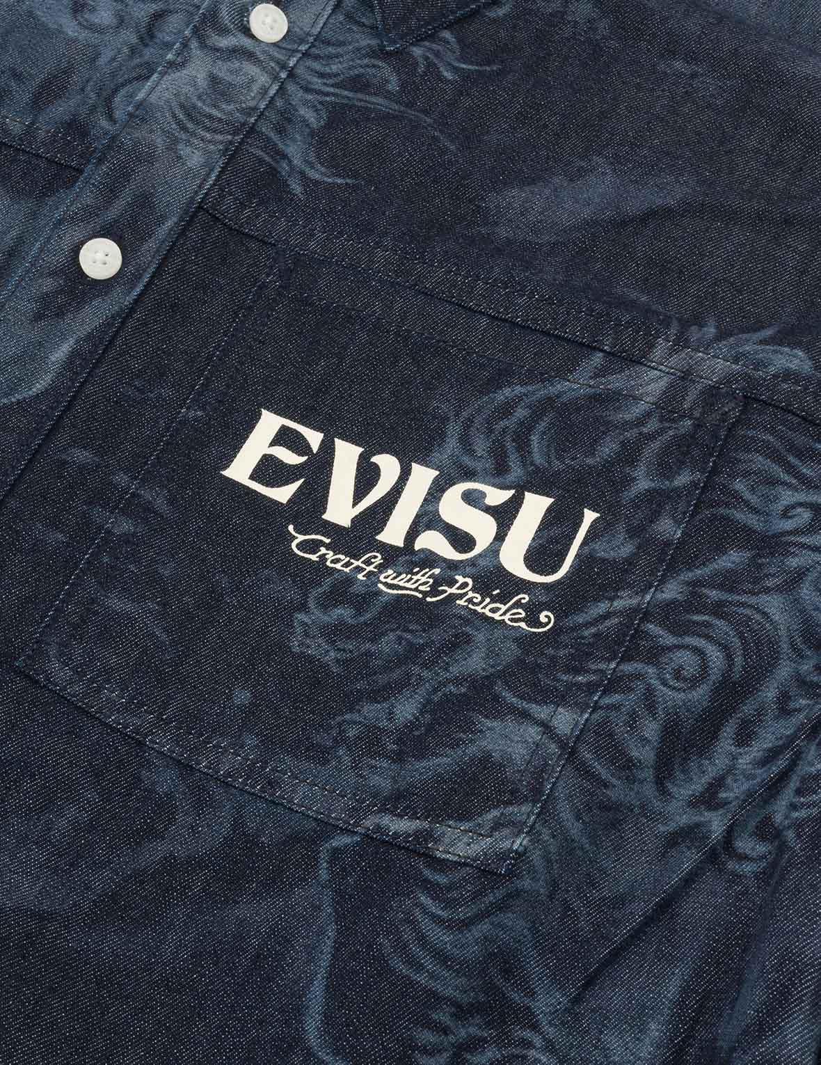 Hakutaku Laser Printed Relax Fit Denim shirt - Image 7