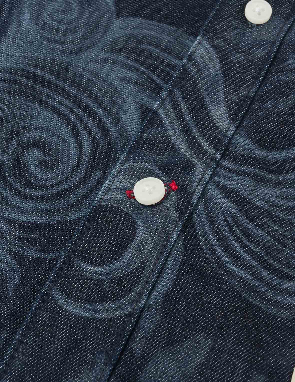 Hakutaku Laser Printed Relax Fit Denim shirt - Image 9