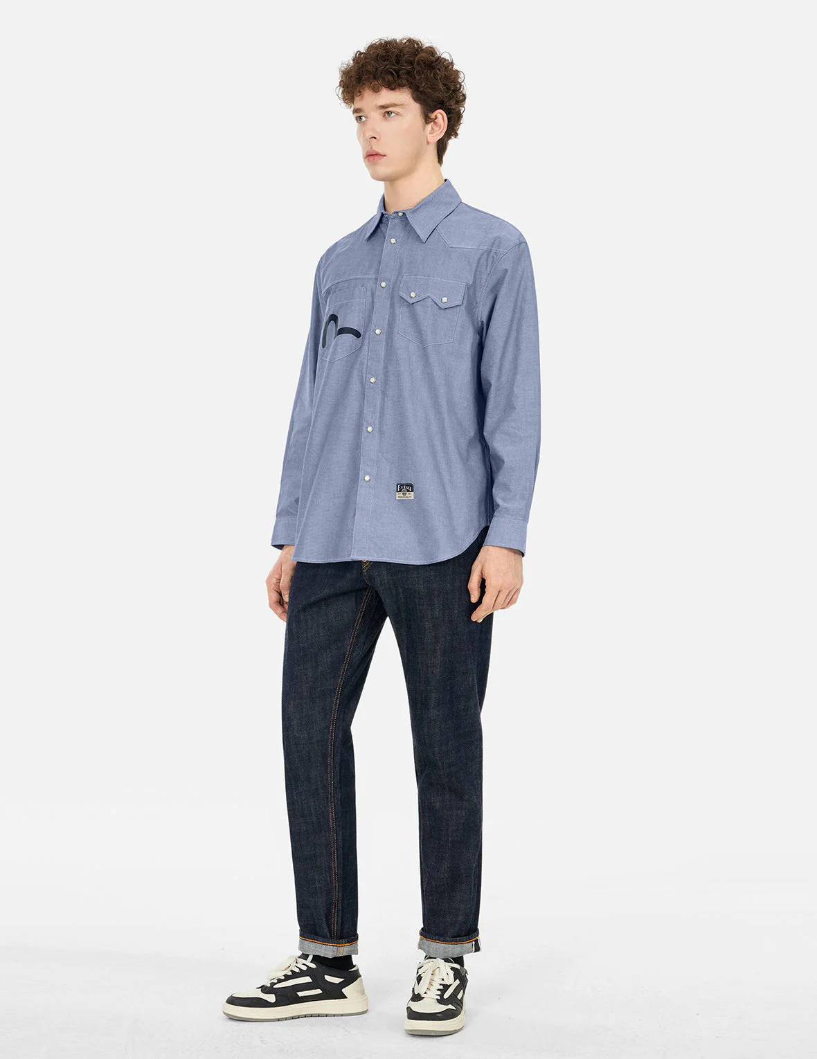 Half Kamon Embroidery and Print Relax Fit Shirt - Image 3