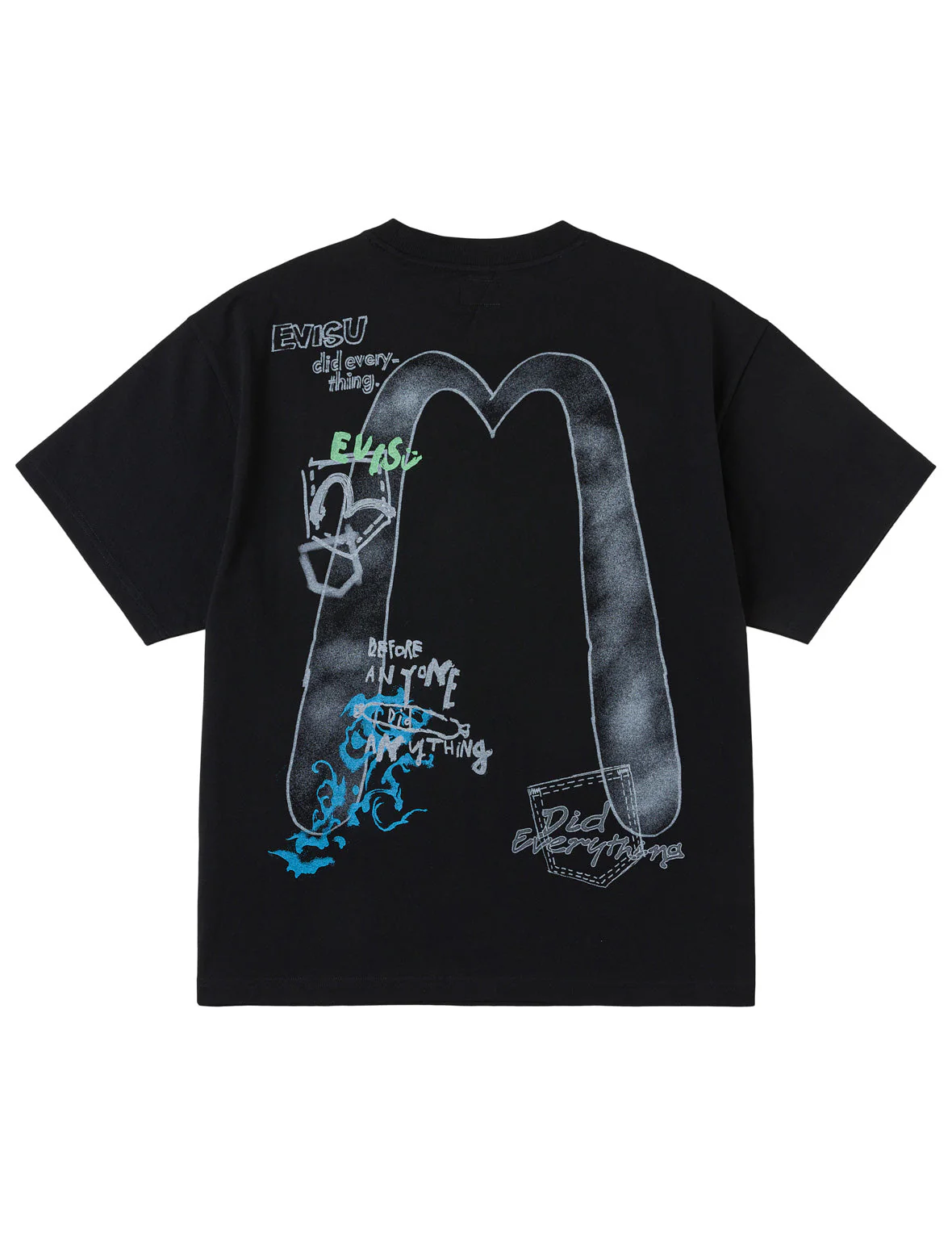 Hand-drawn Daicock and Multi-pocket Graffiti T-shirt - Image 27