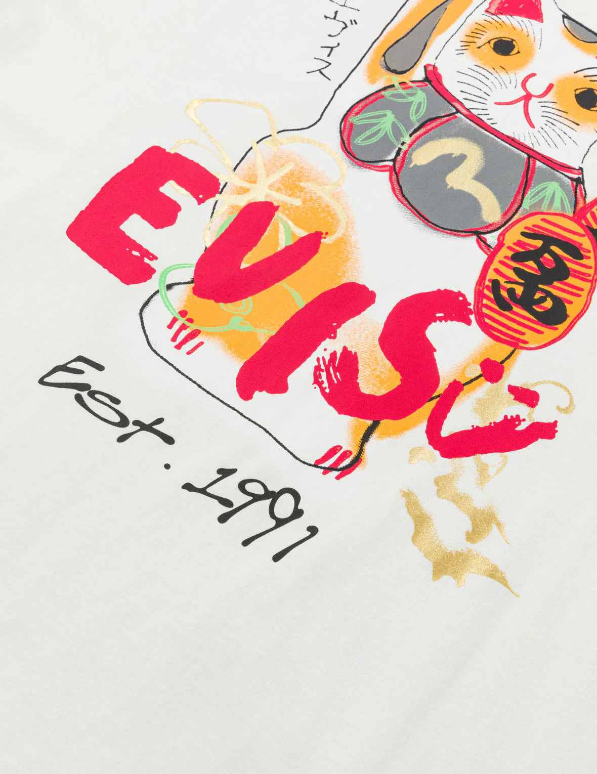 Hand-Drawn Fortune Cat T-shirt - Image 16