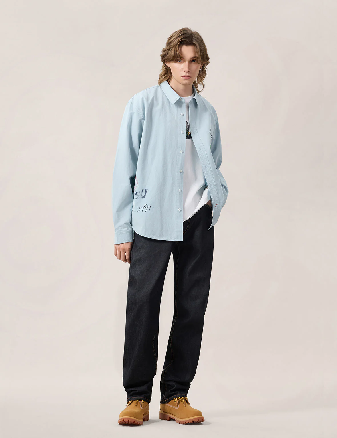 Hand-Drawn Print Long-Sleeve Shirt - Image 5
