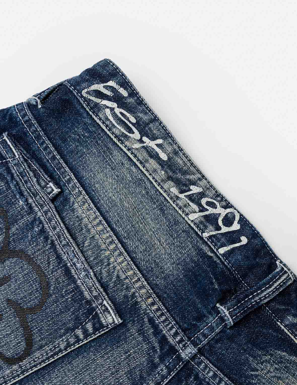 Hand-Drawn Printed Jeans #2020 - Image 11