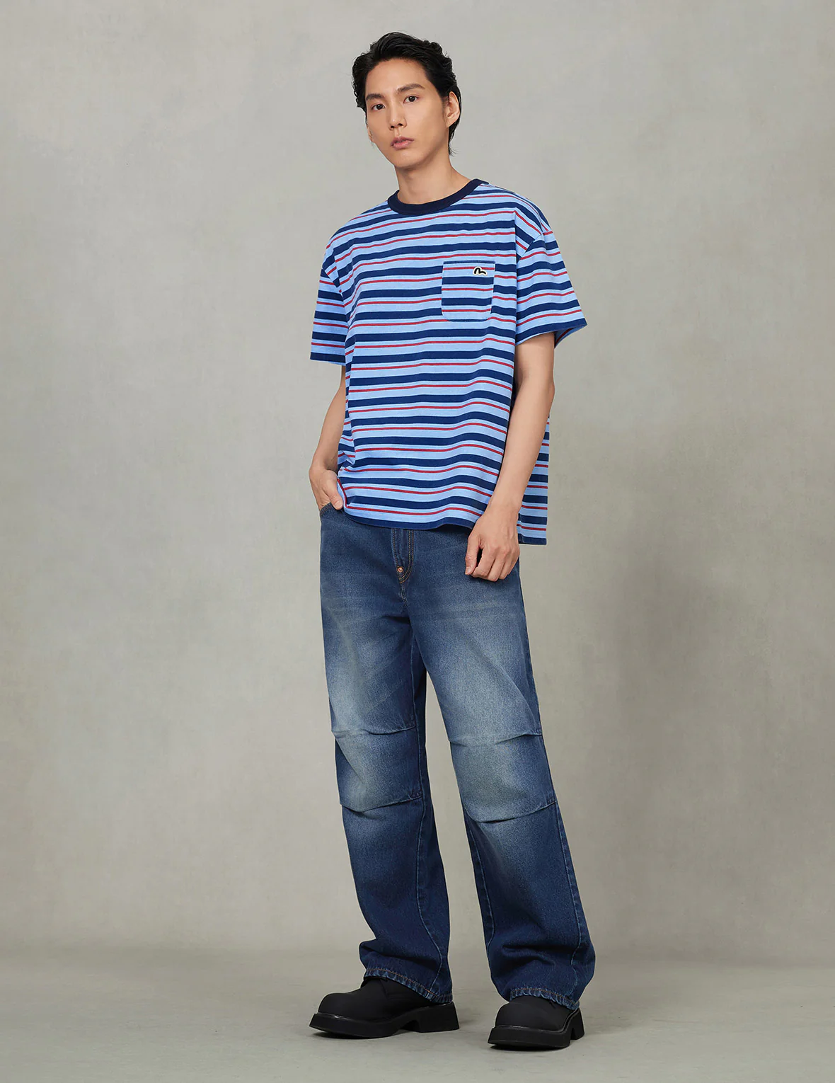 Hand-Drawn Seagull Print 3D Fit Jeans - Image 9