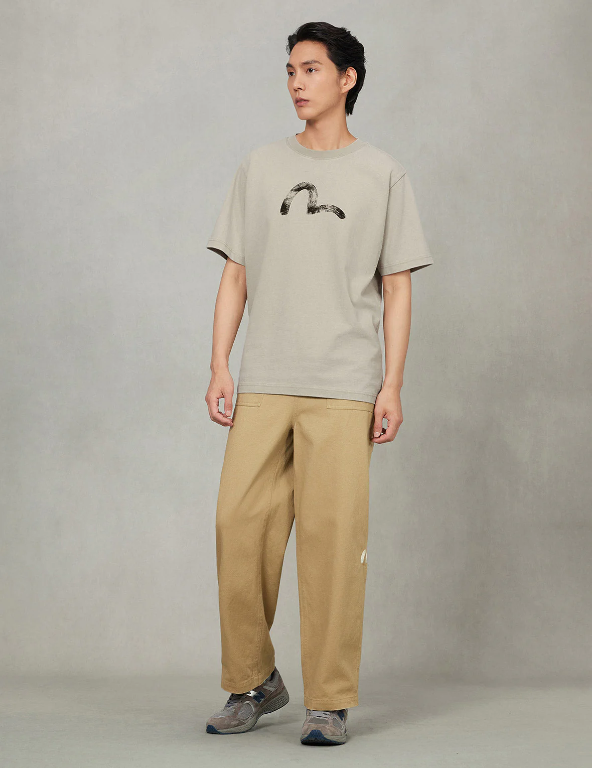 Hand-Drawn Seagull Print Relax Fit T-Shirt - Image 17
