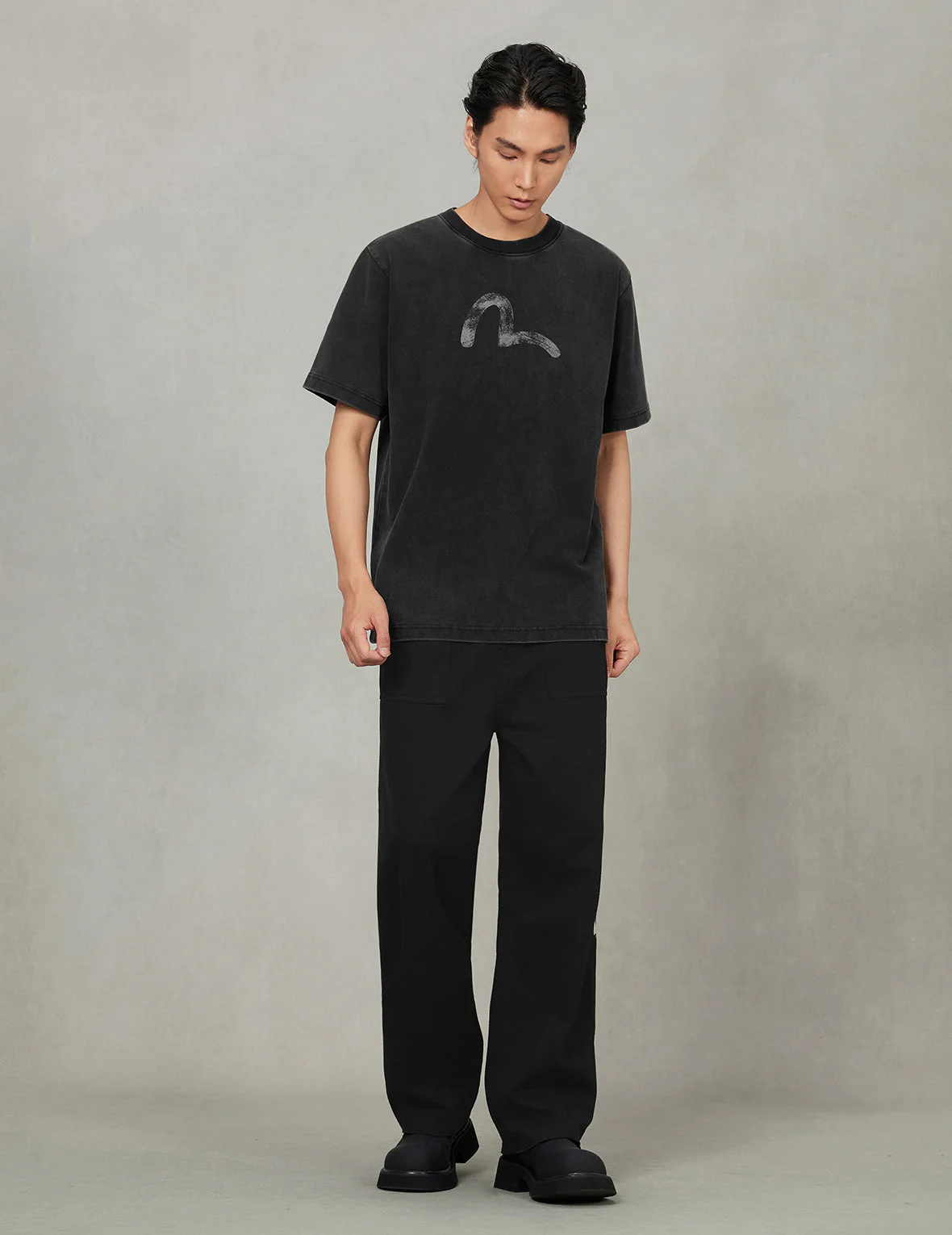 Hand-Drawn Seagull Print Relax Fit T-Shirt - Image 18